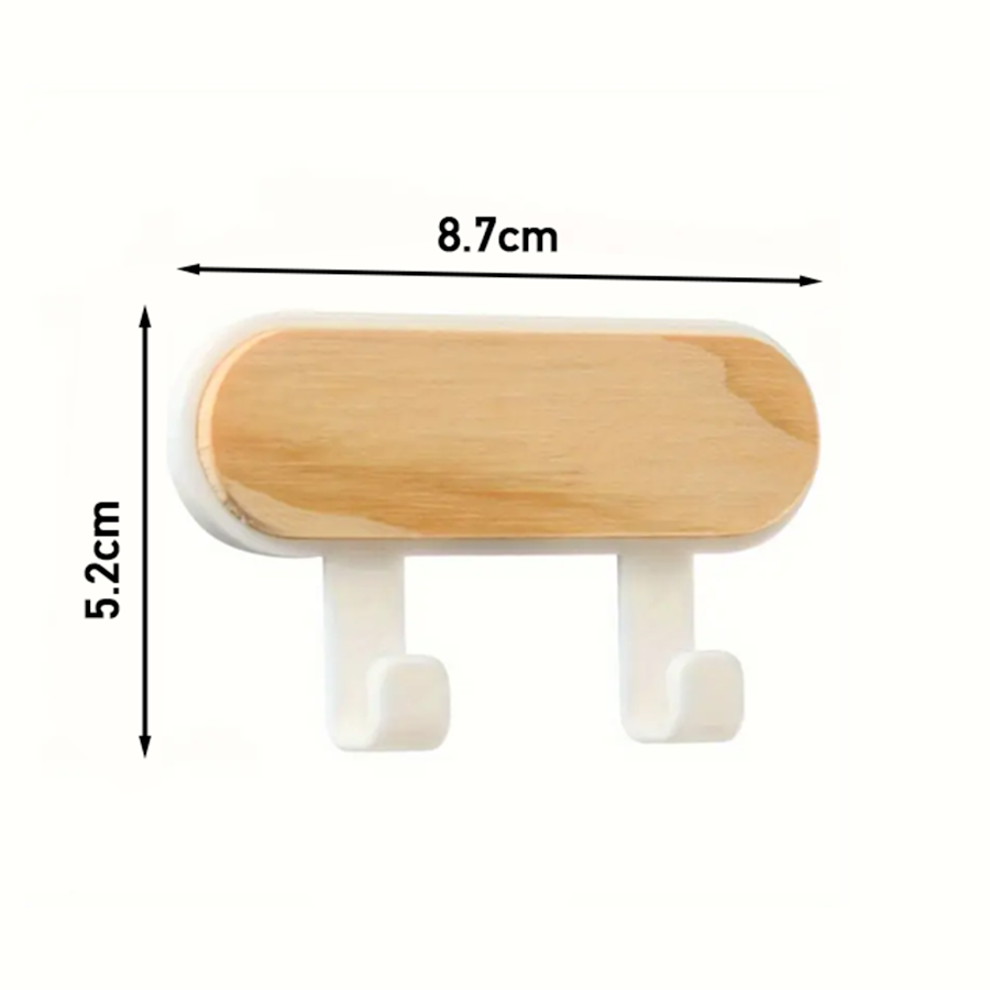 UrbanCove Co. Multi-Purpose Wood / Plastic 2-Pack Hook / Hanger, Kitchen / Bathroom - Self Adhesive