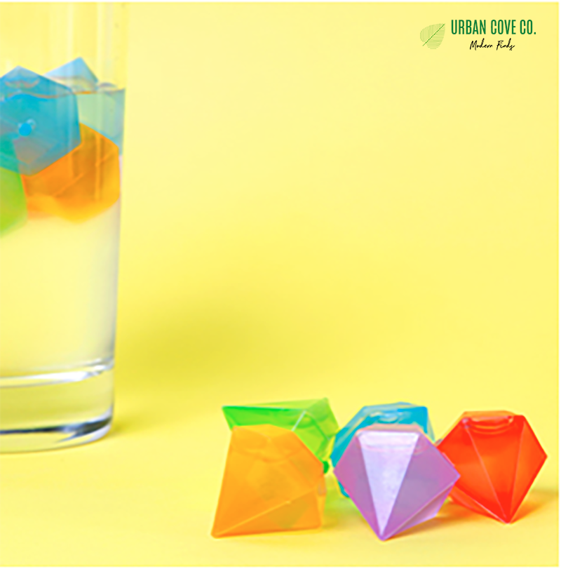 UrbanCove Co. - COLORED DIAMOND-SHAPED ICE CUBES, 15-PACK, Reusable, BPA-Free