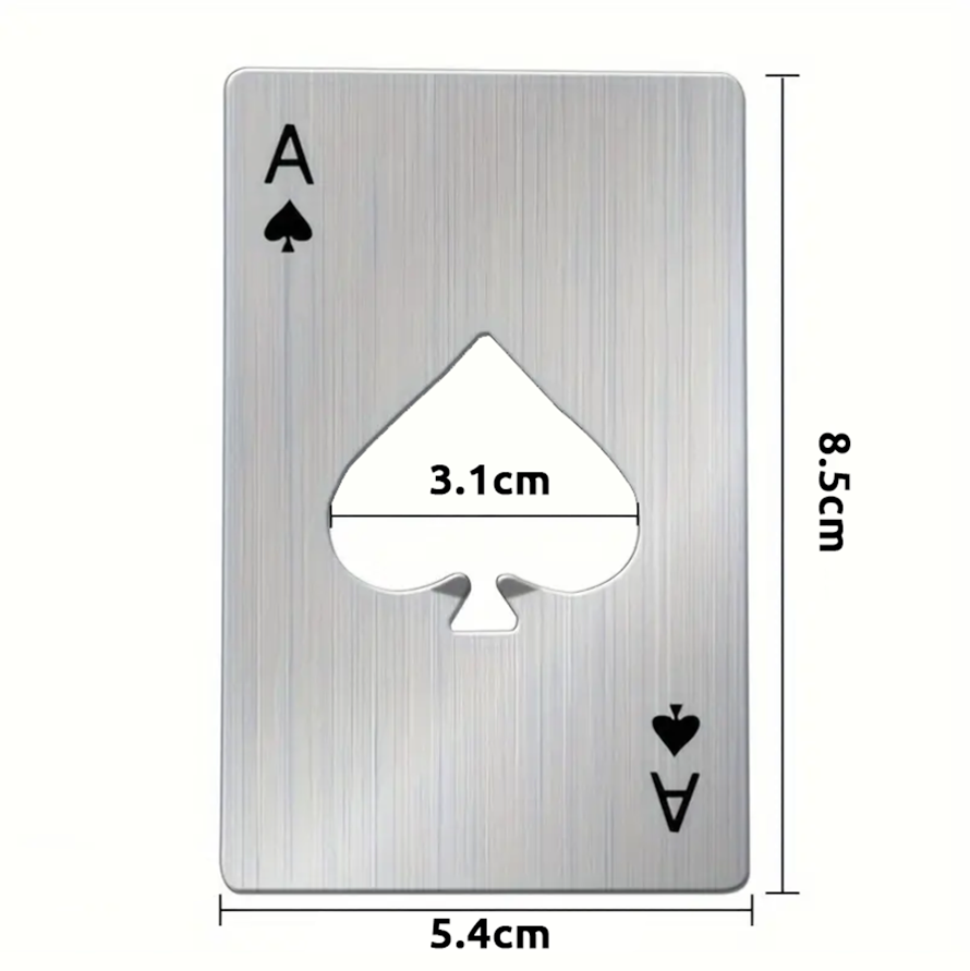 UrbanCove Co. - Spades Ace Stainless Steel Bottle Opener (Color Options Metallic Gray, Black)