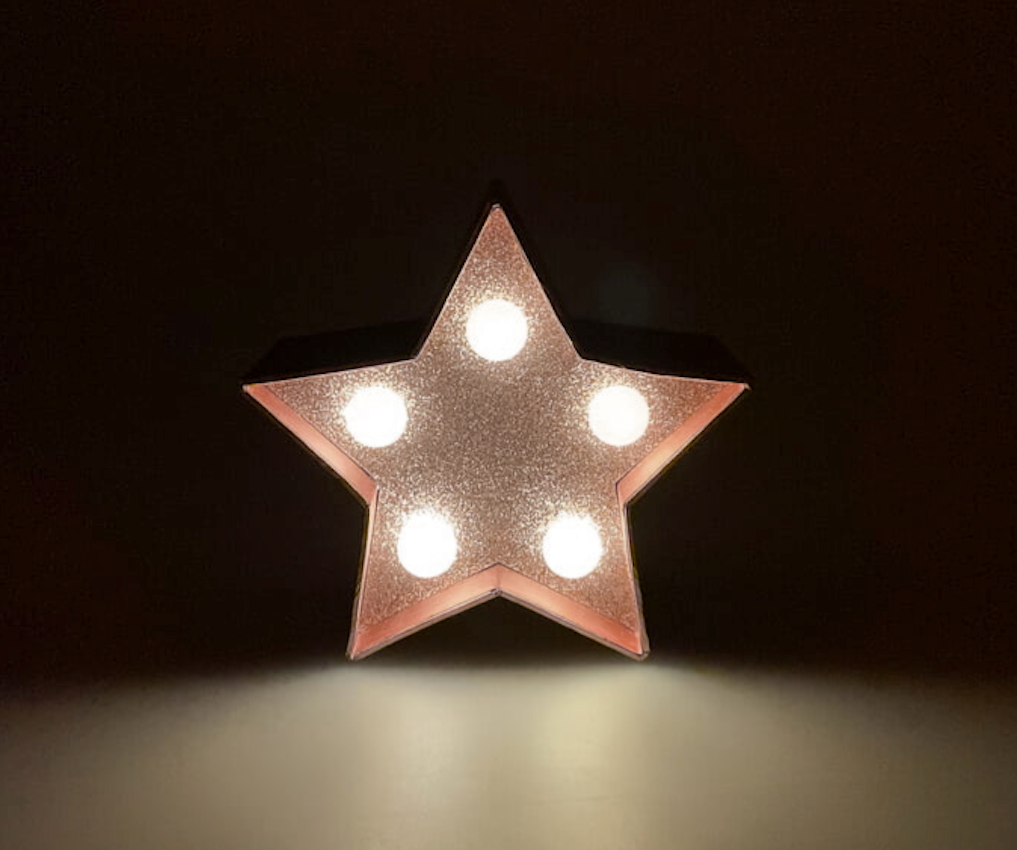 UrbanCove Co Decorative Glitter Star LED Lamp - 5 LED Lights (3 Color Options) Batteries Included - 1 Piece