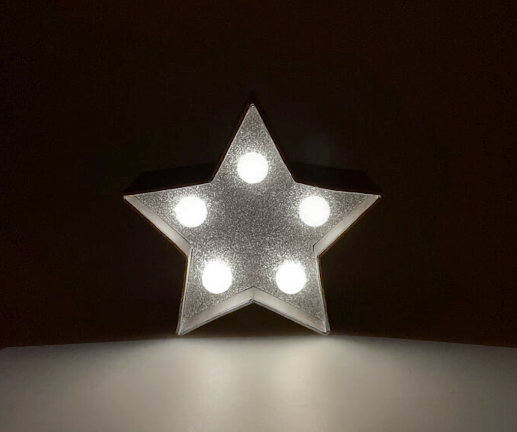 UrbanCove Co Decorative Glitter Star LED Lamp - 5 LED Lights (3 Color Options) Batteries Included - 1 Piece