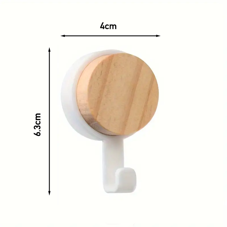 UrbanCove Co. - 2 Pieces, Multi-Purpose Wood / Plastic, Single Hook / Hanger - Self-Strong Adhesive