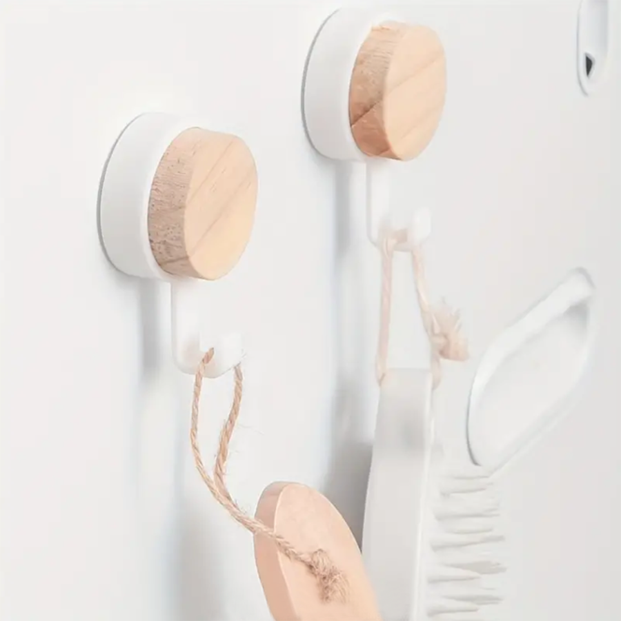 UrbanCove Co. - 2 Pieces, Multi-Purpose Wood / Plastic, Single Hook / Hanger - Self-Strong Adhesive