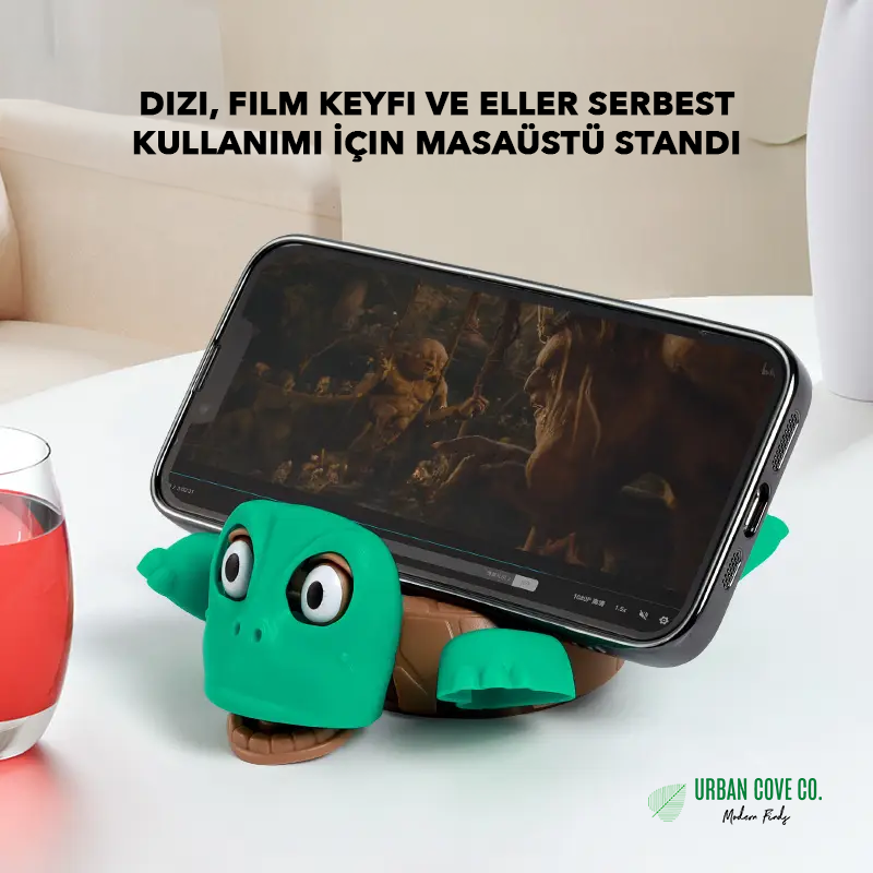Hareketli, Çok Fonksiyonlu Sevimli Kaplumbağa Telefon Standı ve Bardak Altlığı