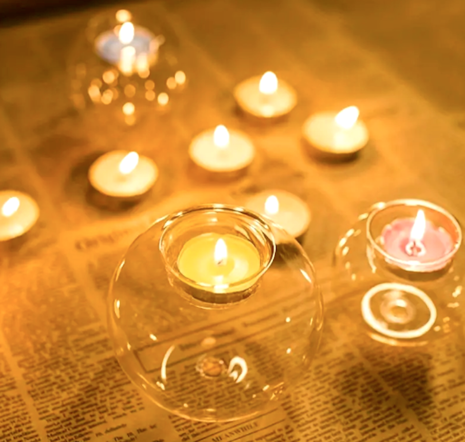 UrbanCove Co. - Clear Glass Globe Candle Holder - Tealight Candle Holder