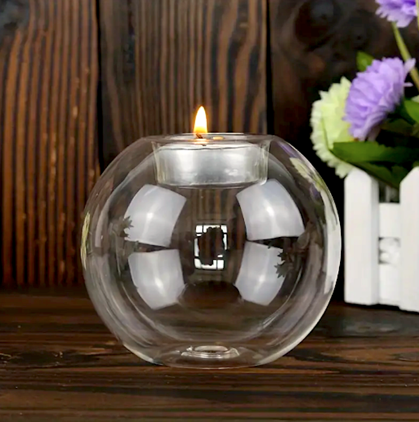 UrbanCove Co. - Clear Glass Globe Candle Holder - Tealight Candle Holder