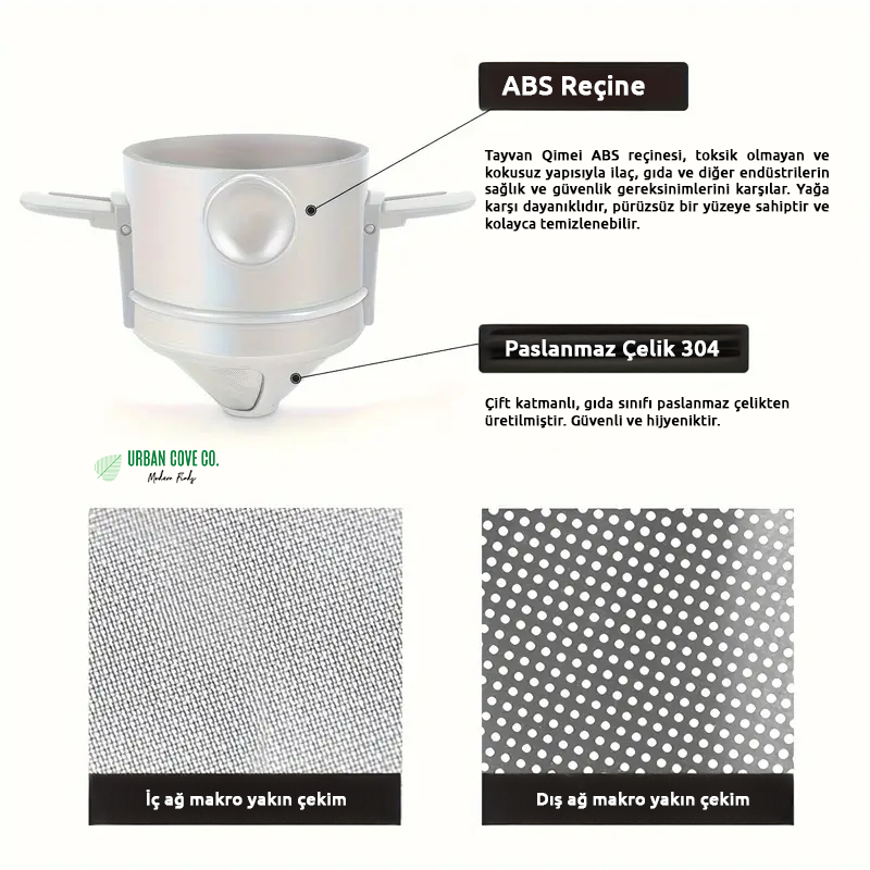 UrbanCove Co. - Portable, Foldable, Stainless Steel Coffee and Tea Maker / Filter - Camping, Car, Office