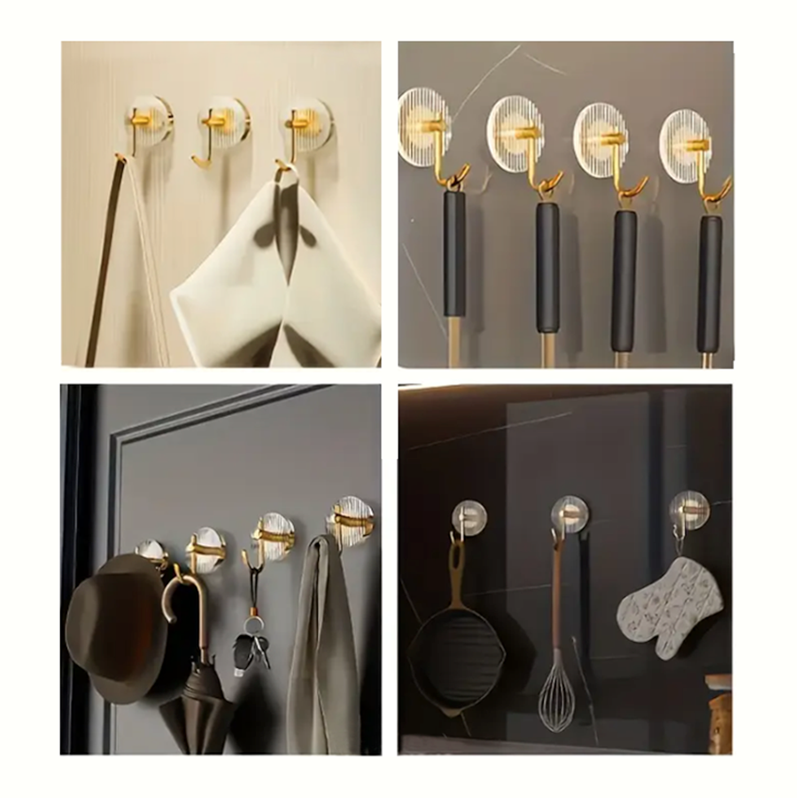 UrbanCove Co. - Chic and Elegant Self-Adhesive Acrylic Hangers - Set of 3, No Hole Mounting