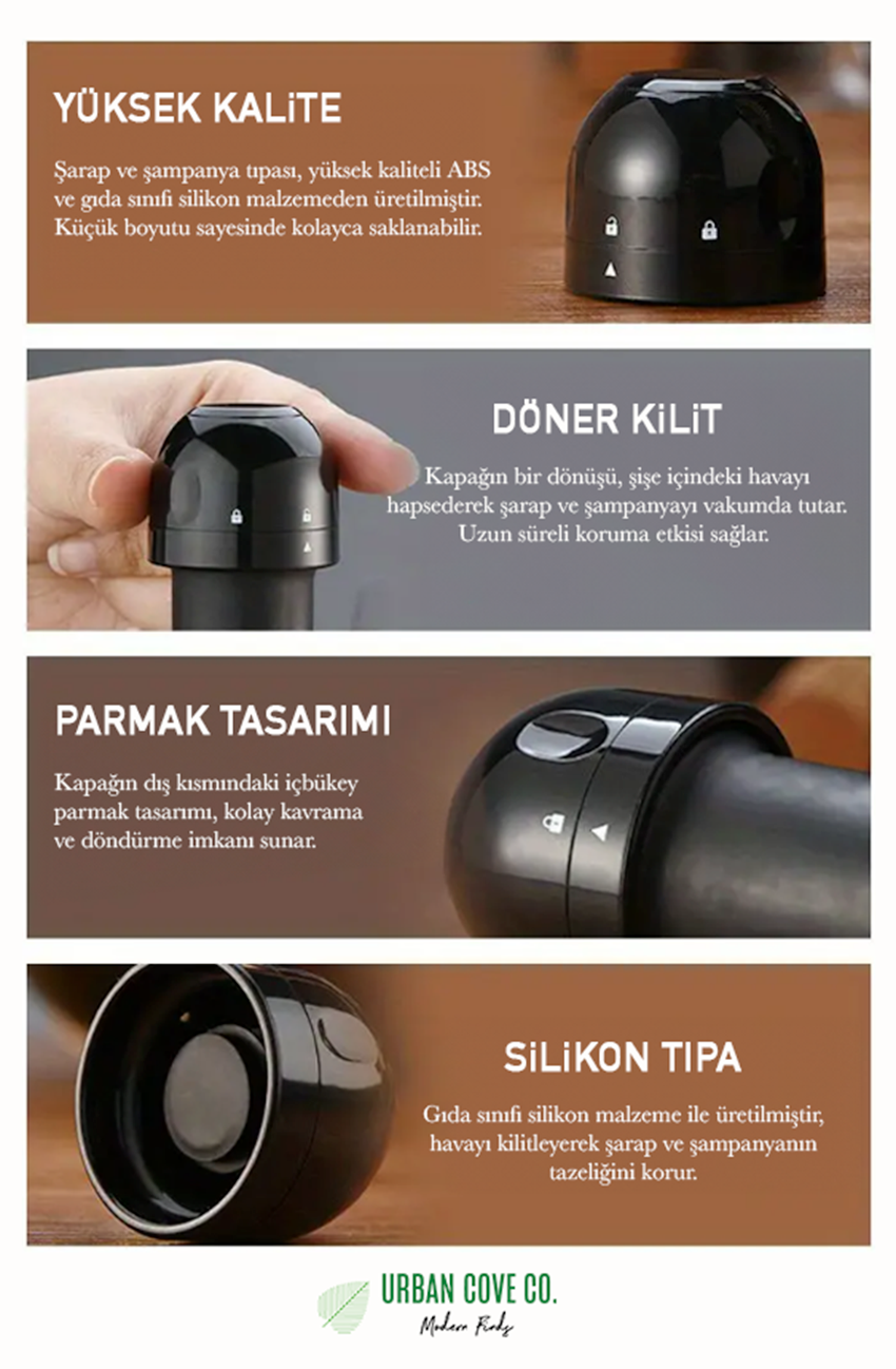 Vacuum Sealed Champagne and Wine Stopper - Freshness Preserving and Convenient Design