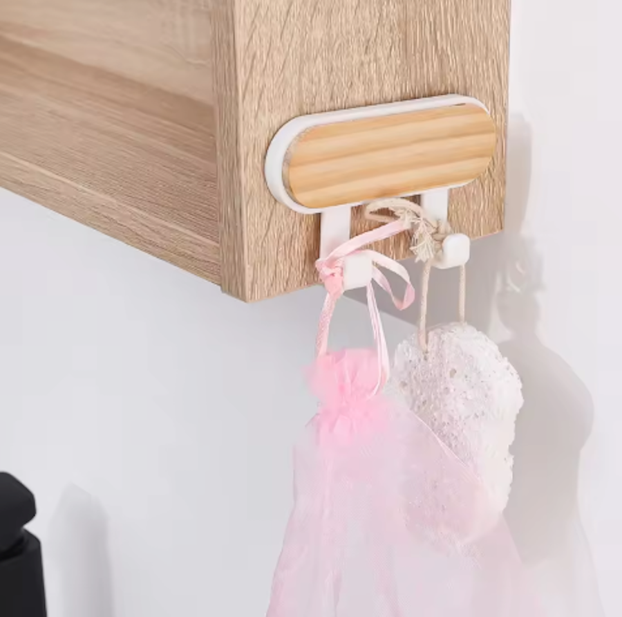UrbanCove Co. Çok Amaçlı Ahşap / Plastik 2'li Kanca/ Askılık, Mutfak / Banyo - Kendinden Yapışkanlı