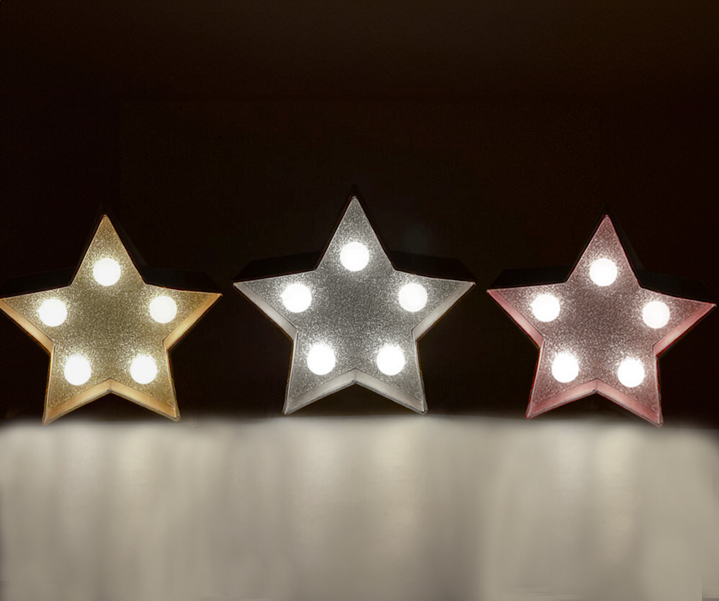 UrbanCove Co Decorative Glitter Star LED Lamp - 5 LED Lights (3 Color Options) Batteries Included - 1 Piece 
