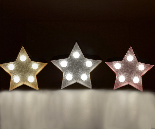 UrbanCove Co Dekoratif Simli Yıldız LED Lamba - 5 LED Işıklı (3 Renk Seçeneği) Piller Dahildir - 1 Adet