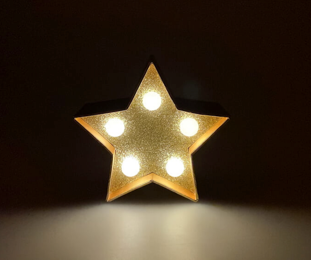 UrbanCove Co Decorative Glitter Star LED Lamp - 5 LED Lights (3 Color Options) Batteries Included - 1 Piece 