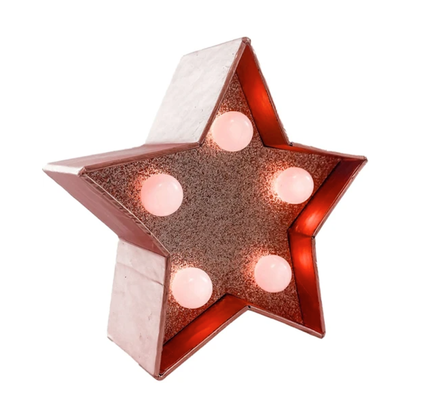 UrbanCove Co Decorative Glitter Star LED Lamp - 5 LED Lights (3 Color Options) Batteries Included - 1 Piece 