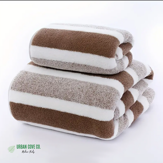 UrbanCove Co. - Ultra yumuşak, Cilt dostu, Hızlı kuruyan, Süper emici, 2'li banyo havlusu ve yüz havlusu seti