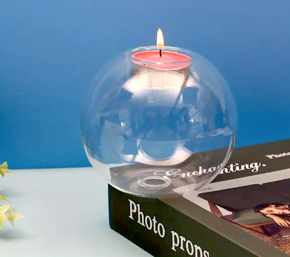 UrbanCove Co. - Clear Glass Globe Candle Holder - Tealight Candle Holder